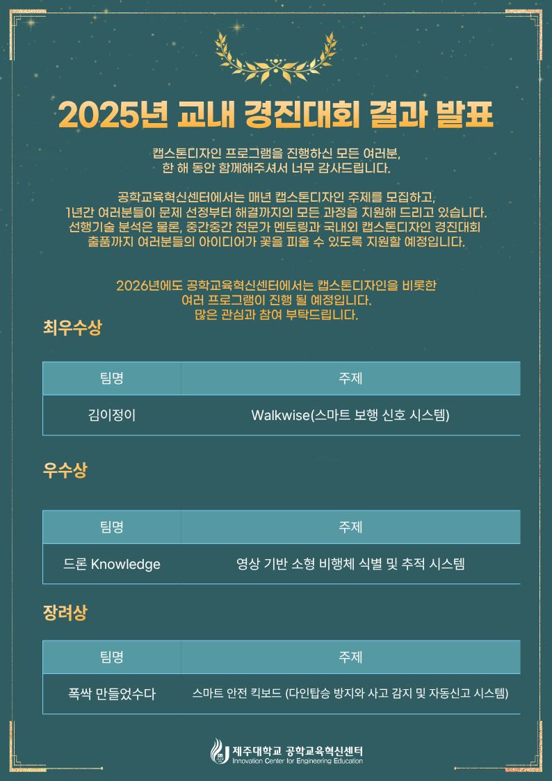 [캡스톤디자인] 2025학년도 창의융합 캡스톤디자인 교내 경진대회 결과 발표
